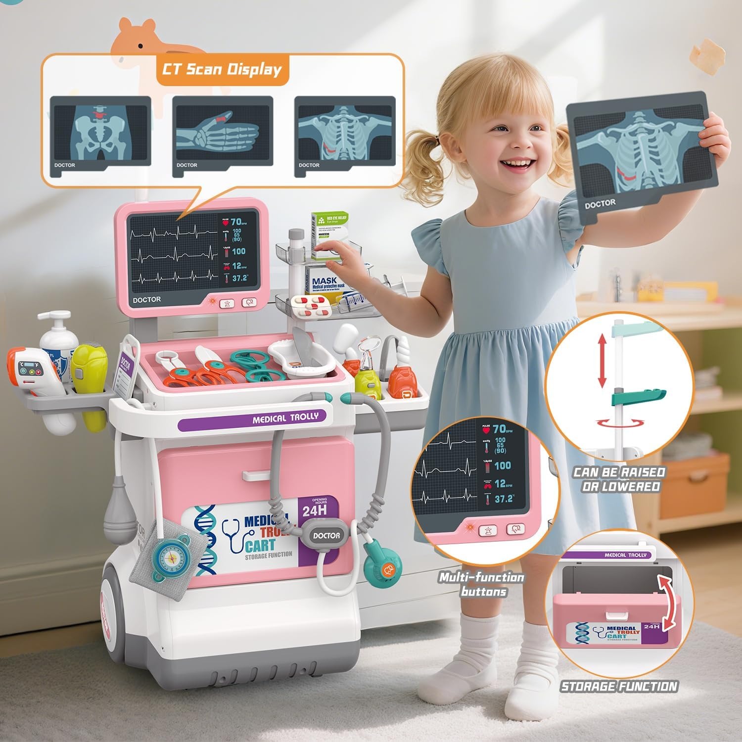 デラックスキッズドクタープレイセットごっこ遊び医療カートトロ - Kids Doctor Education のレビューと価格