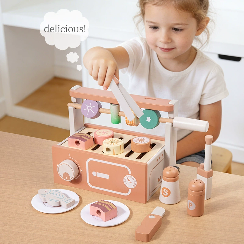 木製ごっこ遊びBBQグリルセット 子供用キッチンBBQおもち - Kids Without Education のレビューと価格