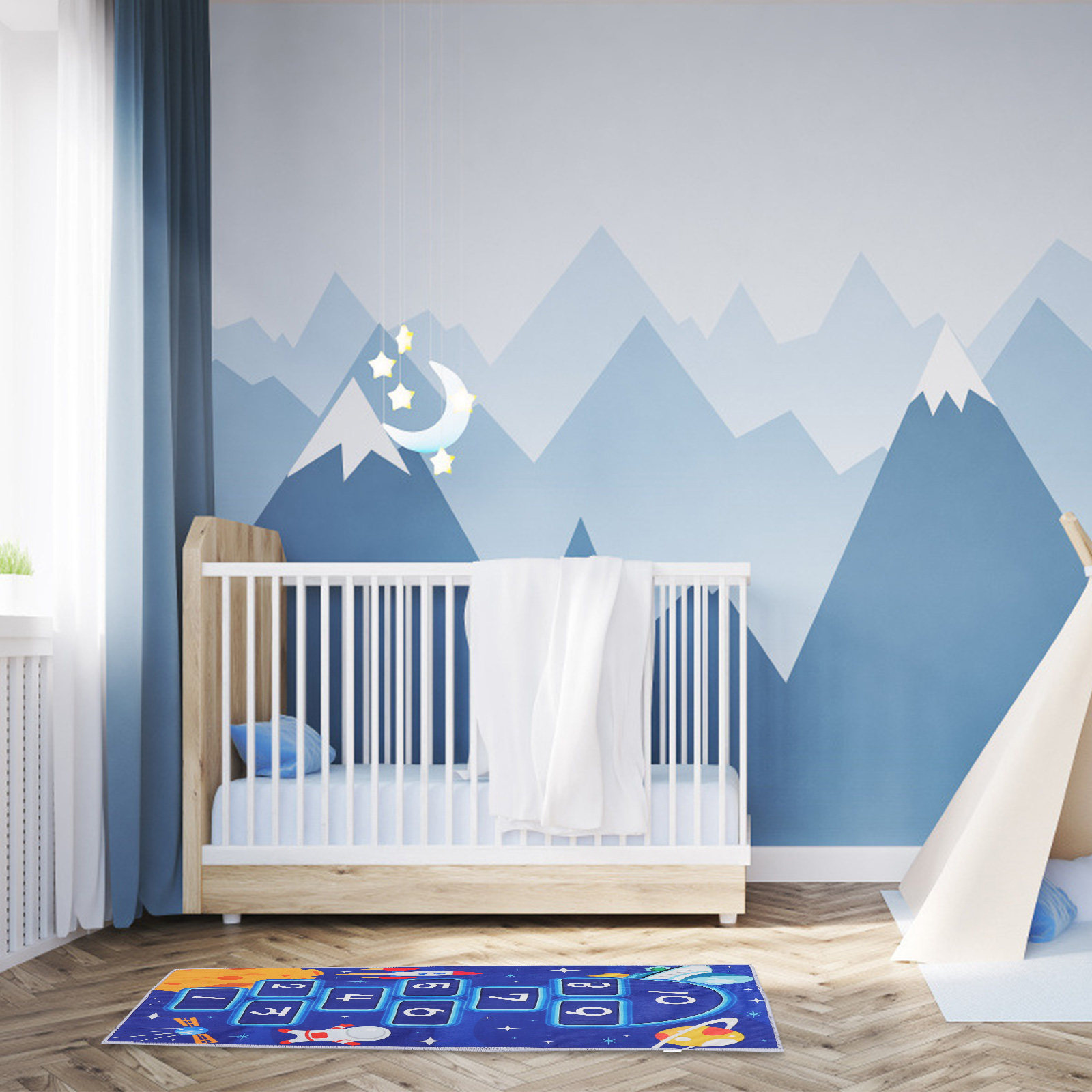 ホップスコッチフロアマット、漫画柄の教育用ラグ、明るい色、広 - Kids Educational Mat のレビューと価格