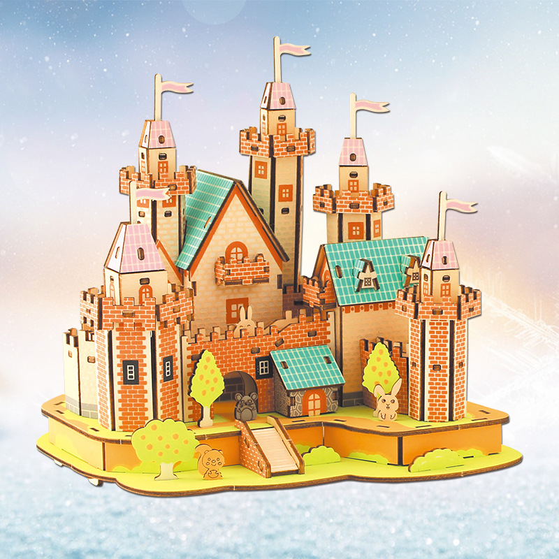 3D ジグソーパズル木製パズル建物建築 DIY 知育玩具子供 - Kids Without Education のレビューと価格