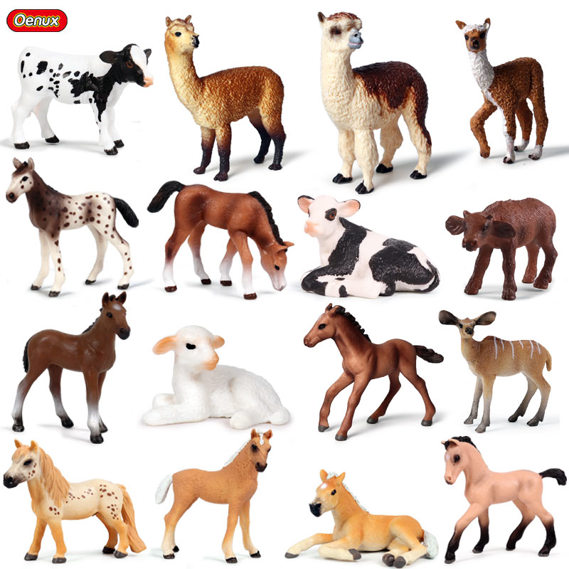 Oenux-農場の動物の置物,アルパカ,牛,馬,羊,山羊,子 - Kids Without Education のレビューと価格
