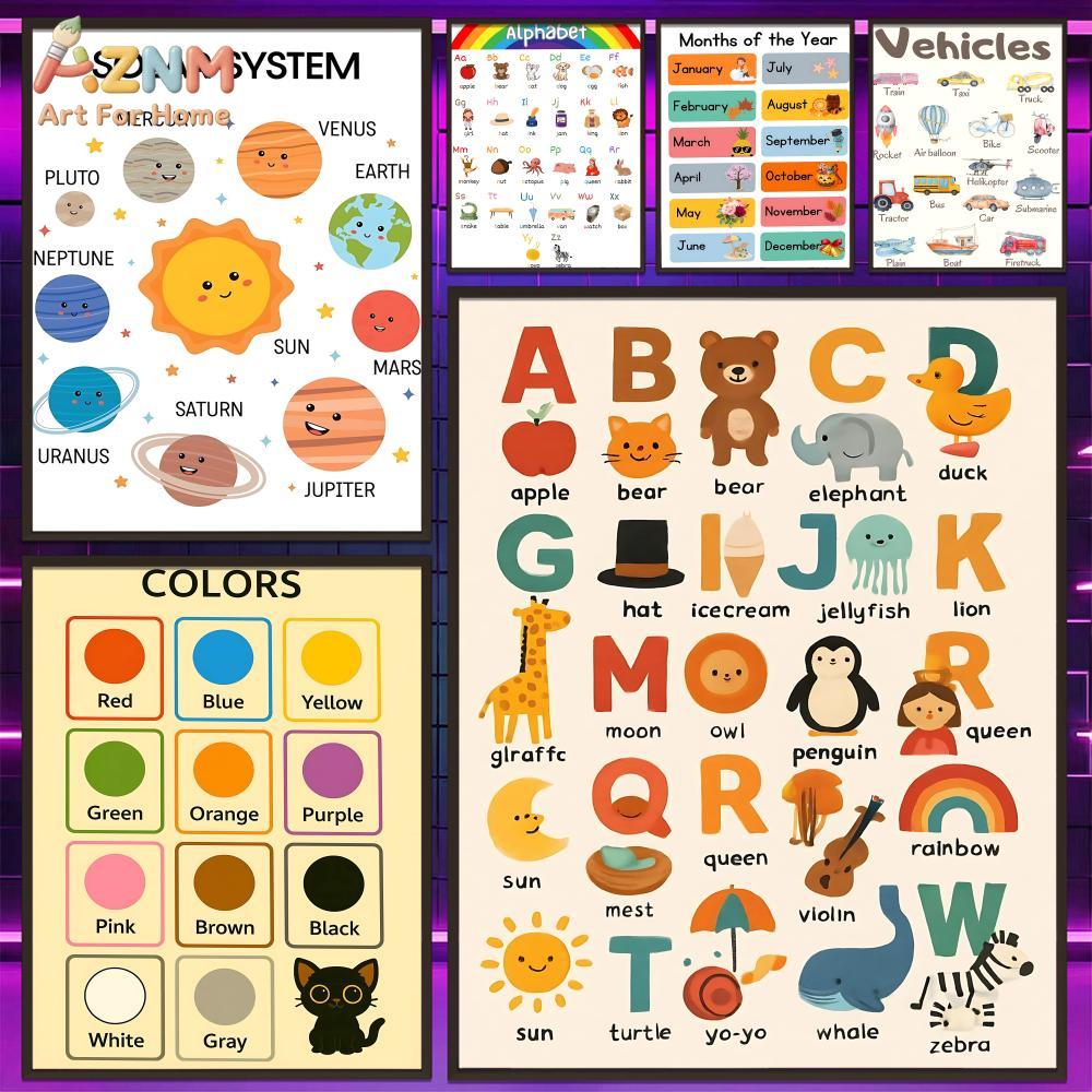 AZNM キッズ教育用キャンバスウォールアートプリント 太陽 - Kids Education System のレビューと価格