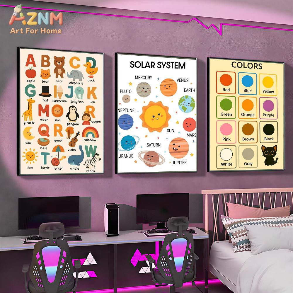 AZNM キッズ教育用キャンバスウォールアートプリント 太陽 - Kids Education System のレビューと価格
