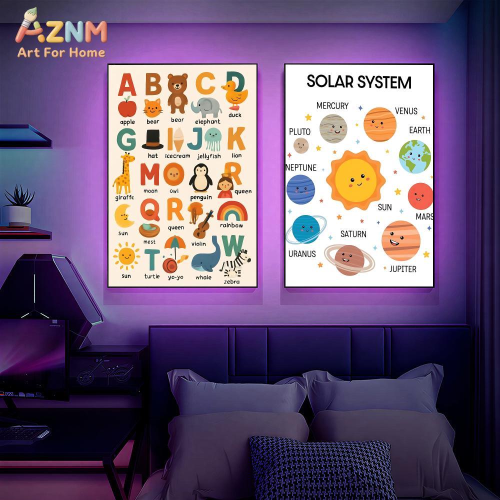 AZNM キッズ教育用キャンバスウォールアートプリント 太陽 - Kids Education System のレビューと価格