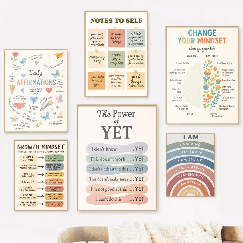 自己成長マインドセットへのメモやる気を起こさせる引用精神衛生 - Kids Educational Posters のレビューと価格