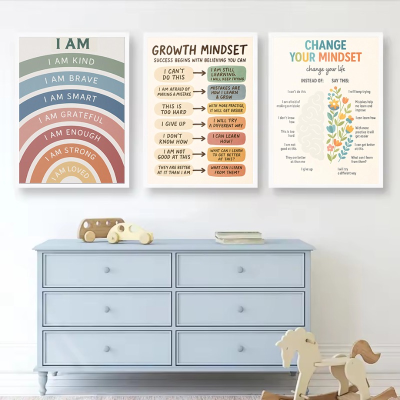 自己成長マインドセットへのメモやる気を起こさせる引用精神衛生 - Kids Educational Posters のレビューと価格