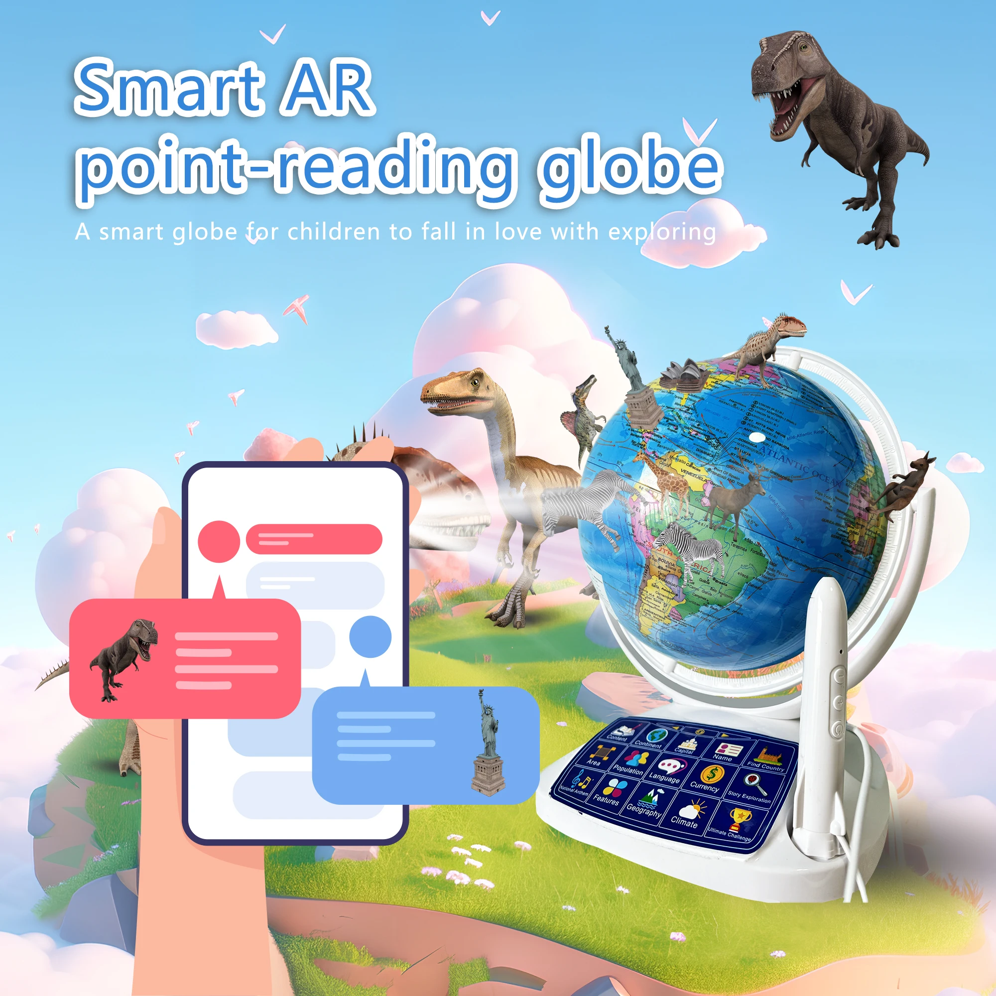 ARインタラクティブスマートグローブキッズ3Dポイントリード - Educational Globe For Kids のレビューと価格